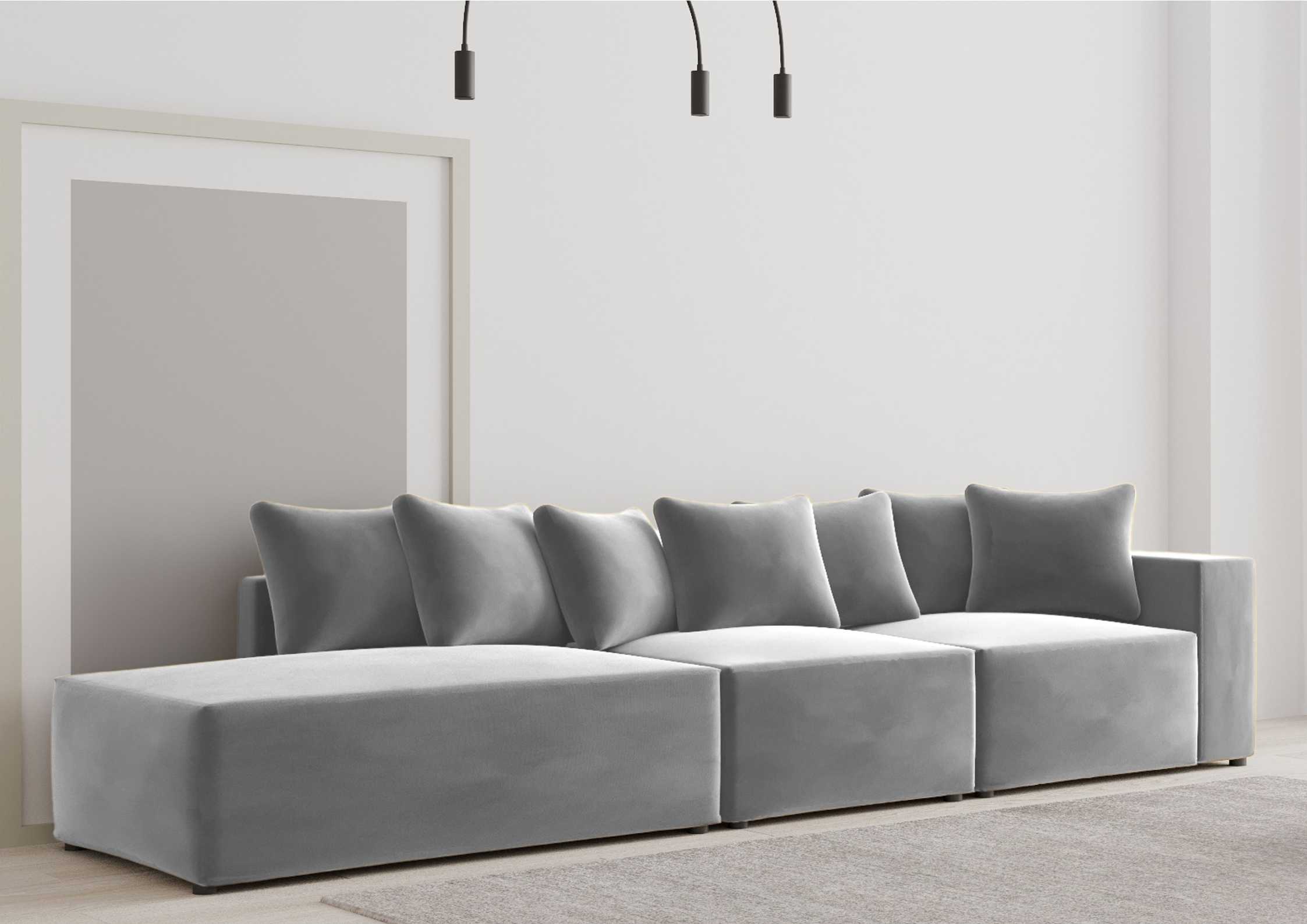 Loftowa sofa w kolorze szarym